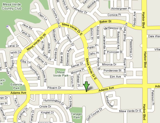 Map to Costa Mesa Counseling Office